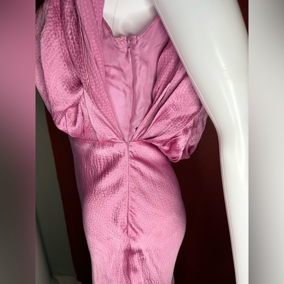 AIIFOS Isabelle Pink Crinkled Silk Satin Maxi Dress. Size XS - Picture 7 of 15